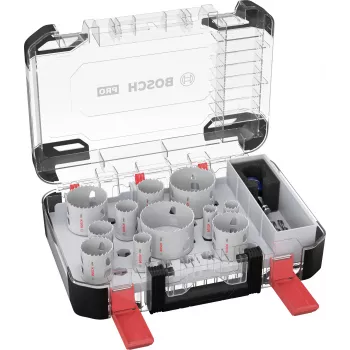 Ensemble de scies-cloches Bosch 2608594426 Progressor for Wood and Metal 11 pièces (20-76 mm) avec adaptateurs Power Change et forets pilotes