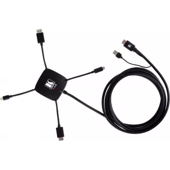 Câble adaptateur de présentation multi-format Kramer K-SPIDER - HDMI/DisplayPort/Mini DisplayPort/USB-C vers HDMI/USB - 3,05 m - 4K actif 91-00015599