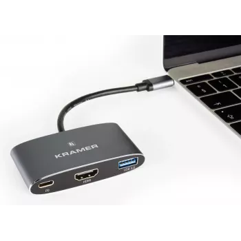 Station d'accueil USB-C KDock-1 Kramer avec HDMI, 2x USB 3.0, Gigabit Ethernet, 60W PD 91-00016099