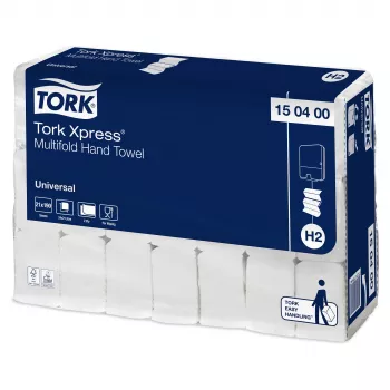 Tork Xpress H2 Universal Interfold Hand Towels 150400, 2-Ply, White, 3990 Towels