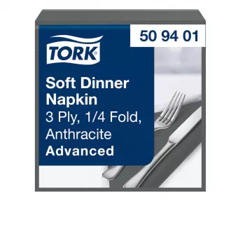 TORK Soft Dinner Advanced Anthracite 3-Ply Dinner Napkins 39 x 39.5 cm, 100 pcs (509401)