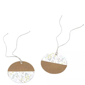 Ensemble d'étiquettes cadeaux en papier Artoz brun blanc Hangtag Kraft rond 6,5 cm, 6 pièces (144500-255)