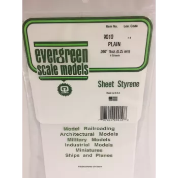 Plaque de polystyrène Evergreen 9010 300 x 150 x 0,25 mm, blanche, lot de 4