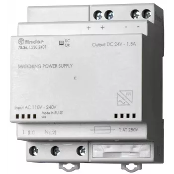 Alimentation à découpage Finder 78.36.1.230.2402 36W 24V DC 1,5A rail DIN