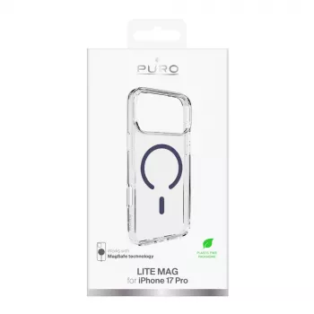 Coque transparente MagSafe PURO Icon pour Apple iPhone 17 Pro - bleu transparent