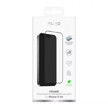 Protection d'écran en verre trempé PURO avec cadre et applicateur de pose pour Apple iPhone Air, transparente (PUSDGFRAIPHONE1766)