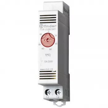 Finder thermostat d'armoire électrique 7T.81.0.000.2402, 1 contact NC, 250 V AC, 10 A, 0-60 °C, rail DIN