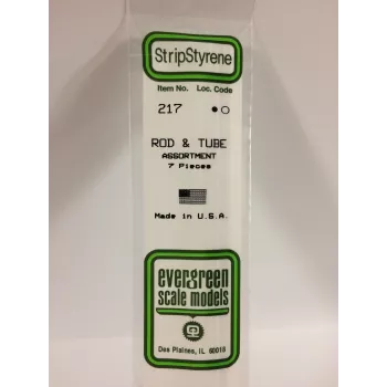 Tige cylindrique en polystyrène Evergreen, 7 pièces (217)