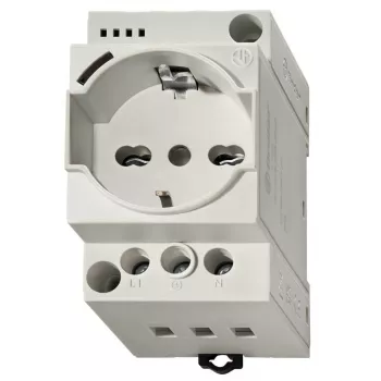 Prise Schuko pour rail DIN Finder 7U.00.8.230.0000, 230 V AC, 16 A, gris RAL 7035