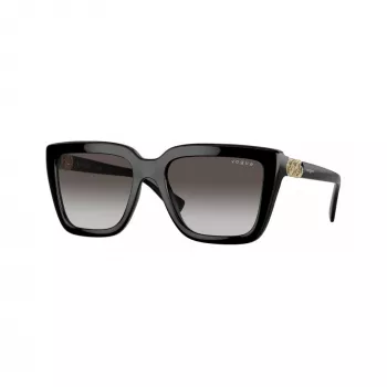 Lunettes de soleil femme Vogue VO5575SBW448G, monture carrée en acétate, noire, verres dégradé gris, 55 mm