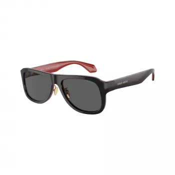 Lunettes de soleil homme Giorgio Armani AR8209 6069B1, carrées, noir mat, gris foncé, 54 mm