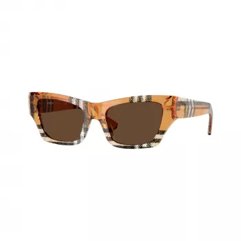 Lunettes de soleil femme Burberry BE4441U414673, carrées, havane, verres dégradés bruns, 52/19/140 mm