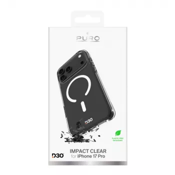 Étui PURO Impact Clear D3O Bio pour Apple iPhone 17 Pro, compatible MagSafe, transparent (PUIPC17P63IMPCLD3OTR)