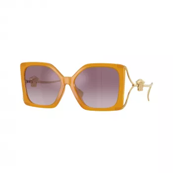 Lunettes de soleil femme Versace VE4502U55376X, cat eye, monture rose transparent, verres gris foncé, 58/16/130 mm