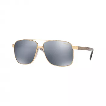 Lunettes de soleil homme Versace VE2174-1002Z3, pilote, monture noire, verres gris miroir, 59/13/145 mm