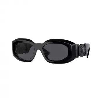 Lunettes de soleil homme Versace VE4425U536087, rectangulaires, monture gris transparent, verres gris foncé, 54-18-145