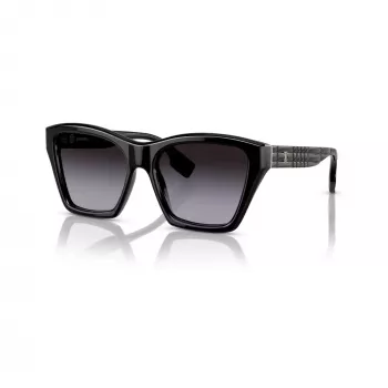 Lunettes de soleil femme Burberry BE439130018G5 carrées en acétate, monture noire, verres gris dégradé, 54 mm
