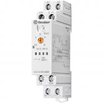 Relais d'impulsion Finder 13.61.0.024.0000, 1 inverseur, 16 A, bobine 24 V AC/DC, rail DIN