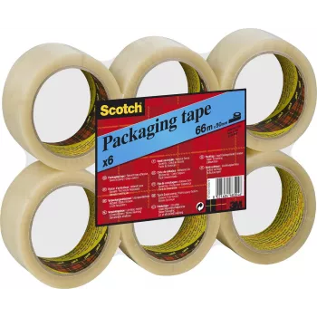 Ruban d'emballage 3M Scotch 6890, 50 mm x 66 m, PVC transparent, forte adhérence, silencieux, 50 microns – 1 rouleau (PVC6RT)