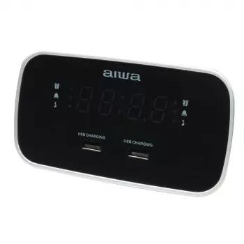 AIWA CRU-19RD Radio-réveil rouge avec tuner FM/AM, double alarme, snooze, minuteur de sommeil, affichage LED, pile de secours