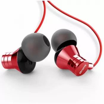Casque intra-auriculaire stéréo AIWA ESTM-50RD avec microphone, rouge