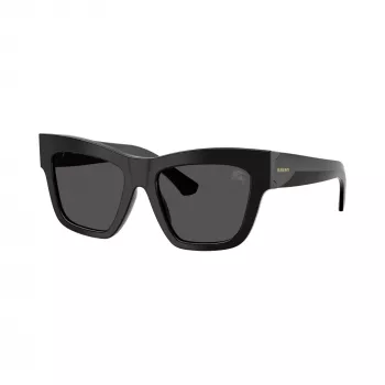 Lunettes de soleil femme œil-de-chat Burberry BE4449-300187, monture noire, verres dégradé gris, 53 mm