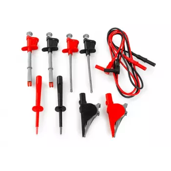 Jeu de cordons de mesure pour multimètre HT Instruments 44100 avec fiches banane 4 mm, pointes de test et 6 pinces crocodile (20 A)