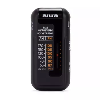 Radio de poche AIWA R-22BK avec écouteurs, FM/AM, noire