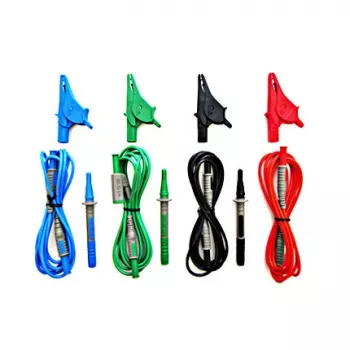 Jeu de cordons de test universels HT Instruments G3, CAT IV 600V / CAT III 1000V, 10A, cordons silicone 1,5 m avec pointes de test et pinces crocodile, rouge/noir 1006210