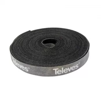 Rouleau d'attaches câbles velcro Televes KB 8, 8 mm x 10 m, noir, réutilisable 200101