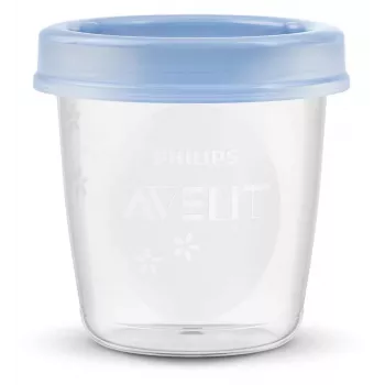 Becs de conservation pour lait maternel et aliments pour bébé Philips Avent 180 ml (lot de 5) avec couvercles