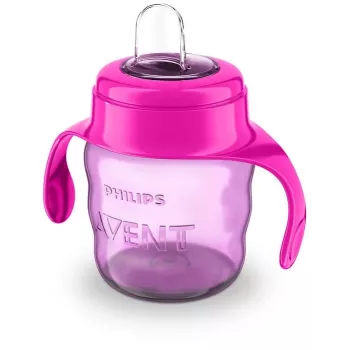 Tasse d'apprentissage Philips AVENT Easy Sip avec poignées, 6M+, 200 ml, bec en silicone, rose