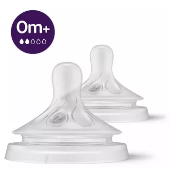 Tétines pour biberon Philips Avent Natural Response, débit lent, 0M+, lot de 2, silicone