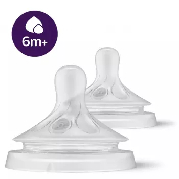 Tétines en silicone pour biberon Philips AVENT Natural Response pour alimentation épaisse, 6M+, lot de 2