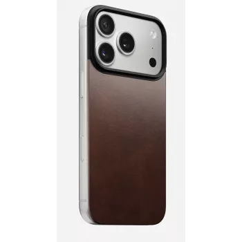 Dos magnétique en cuir NOMAD Magnetic Leather Back pour iPhone 17 Pro compatible MagSafe Horween Leather Rustic Brown