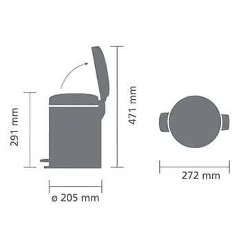 Poubelle à pédale Brabantia NewIcon 5L Brilliant Steel