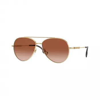 Lunettes de soleil cat eye pour femme Burberry BE3147-110913, monture or pâle, verres dégradés marron, 58 mm