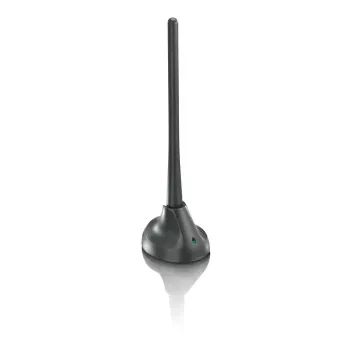 Antenne de télévision intérieure PHILIPS SDV5100/12 avec amplification 18 dB, UHF/VHF/FM, noire