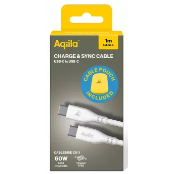 Câble de charge et de synchronisation USB-C vers USB-C AQIILA Cablebird CS11 1 m 60 W noir AQCBPBIC1SI812
