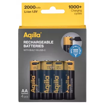 Accumulateurs lithium-ion AA rechargeables USB-C AQIILA, 1,2 V, pack de 4 (AQ200AA367C4)