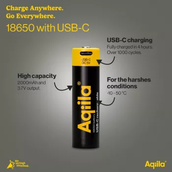 Accumulateur NiMH rechargeable USB-C AQIILA AQ18018650398C1, 1,2 V, 1 pièce