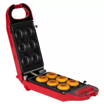Trebs Snack Maker 6 en 1 rouge – gaufres, sandwich, grill, donuts, poffertjes, cupcake