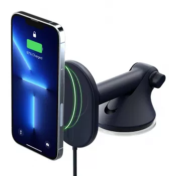 Chargeur sans fil magnétique iOttie Velox pour tableau de bord et pare-brise - charge rapide Qi 7,5 W, compatible MagSafe, noir