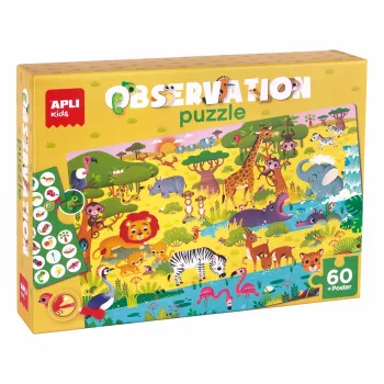 Puzzle d'observation AGIPA Junior La Savane, 60 pièces, boîte en carton, 4+ ans 19221