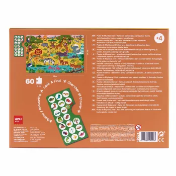 Puzzle d'observation AGIPA Junior La Savane, 60 pièces, boîte en carton, 4+ ans 19221