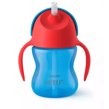 Gobelet à paille Philips AVENT avec paille flexible, 200 ml, 9m+, bleu