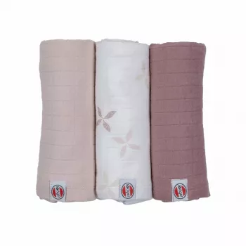 Lange en coton Lodger Swadler Solid Matcha, rose, 70x70 cm, 3 pièces