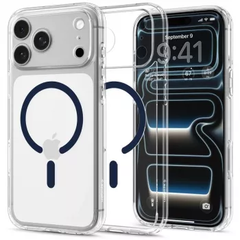 Coque Spigen Ultra Hybrid MagSafe pour iPhone 17 Pro Max / 18 Pro Max - Transparente/Bleu profond