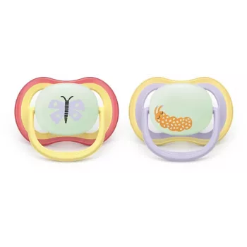 Sucette Ultra Air Night Philips AVENT 0-6 mois, lot de 2, phosphorescente