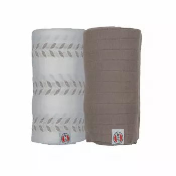 Lange en mousseline de coton Lodger Swaddler Solid Matcha, Birch/Buffalo, 110x110 cm, lot de 2